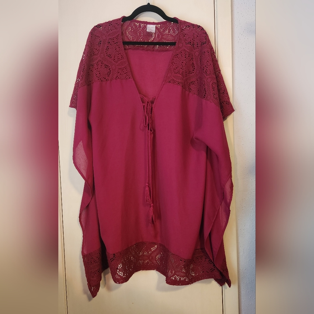 Merona XL Burgundy Lace Swimsuit cover/Top